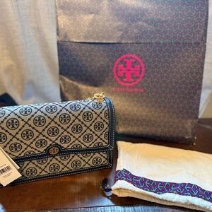 Tory Burch Blue and White Patterned Crossbody Bag